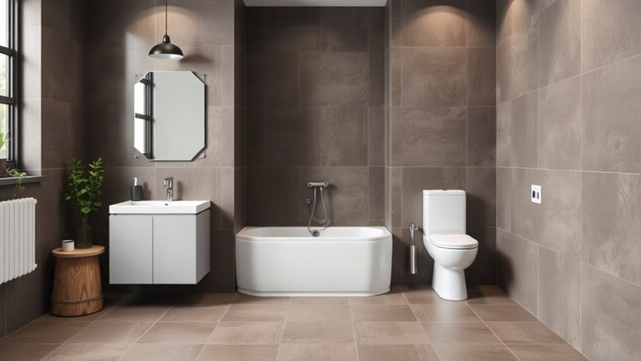 Intérieur moderne avec un carrelage élégant et des éléments sanitaires design, représentant Skal Cerame à Tanger.