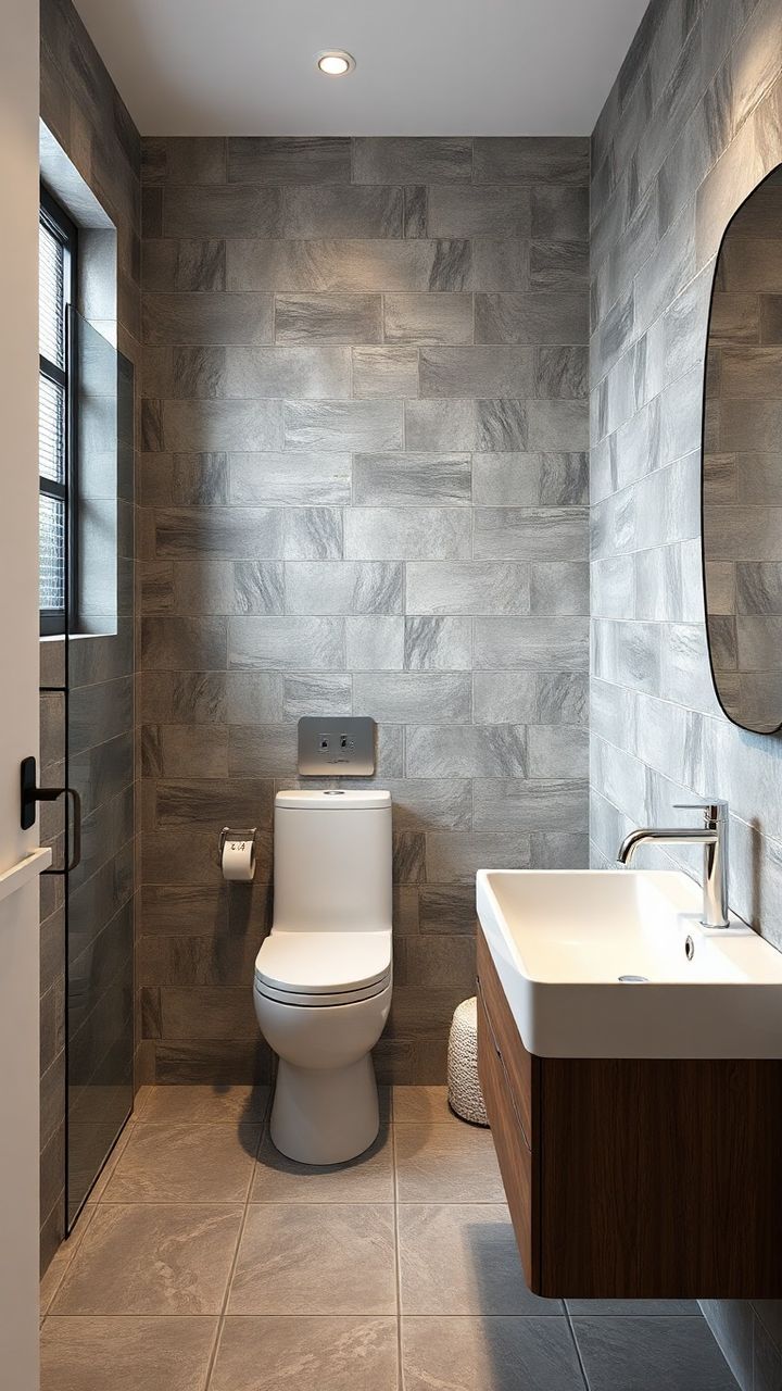 Intérieur moderne avec un carrelage élégant et des éléments sanitaires design, représentant Skal Cerame à Tanger.